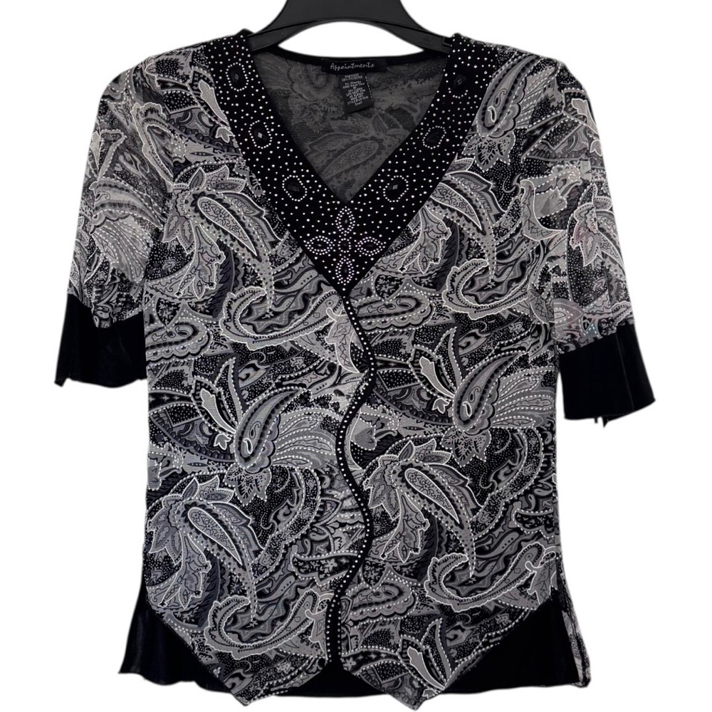 Appointment black & white blouse women’s size small